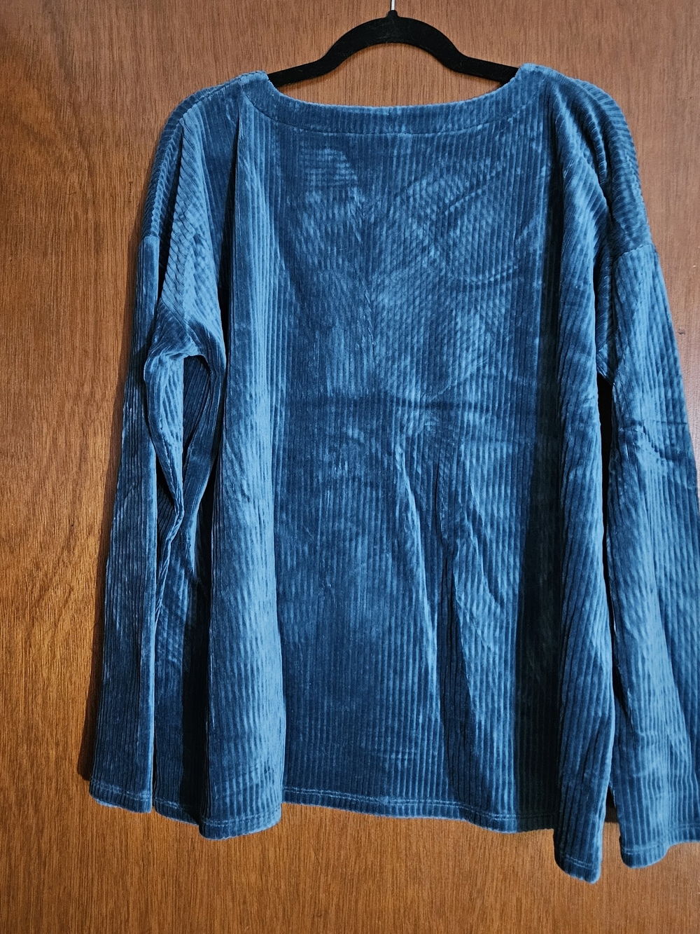 J. Jill Blue Velvet Ribbed Long Sleeve Top